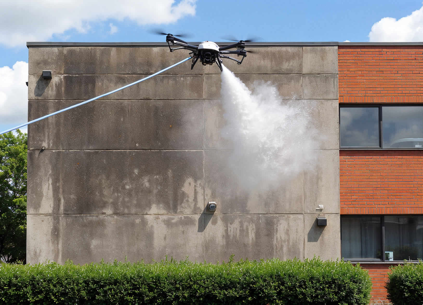 Drone pressure washing